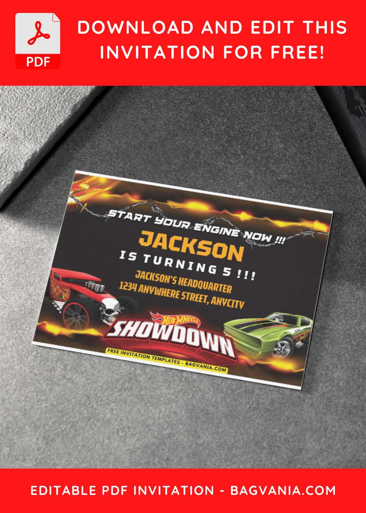 Hot Wheels Showdown Birthday Invitation 