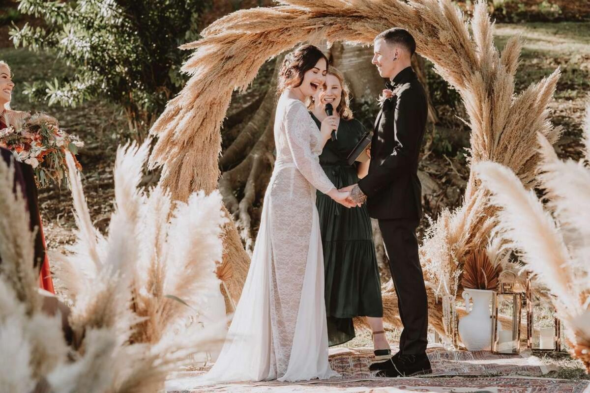 Rustic Bohemian Pampas Grass Moon Wedding Arch