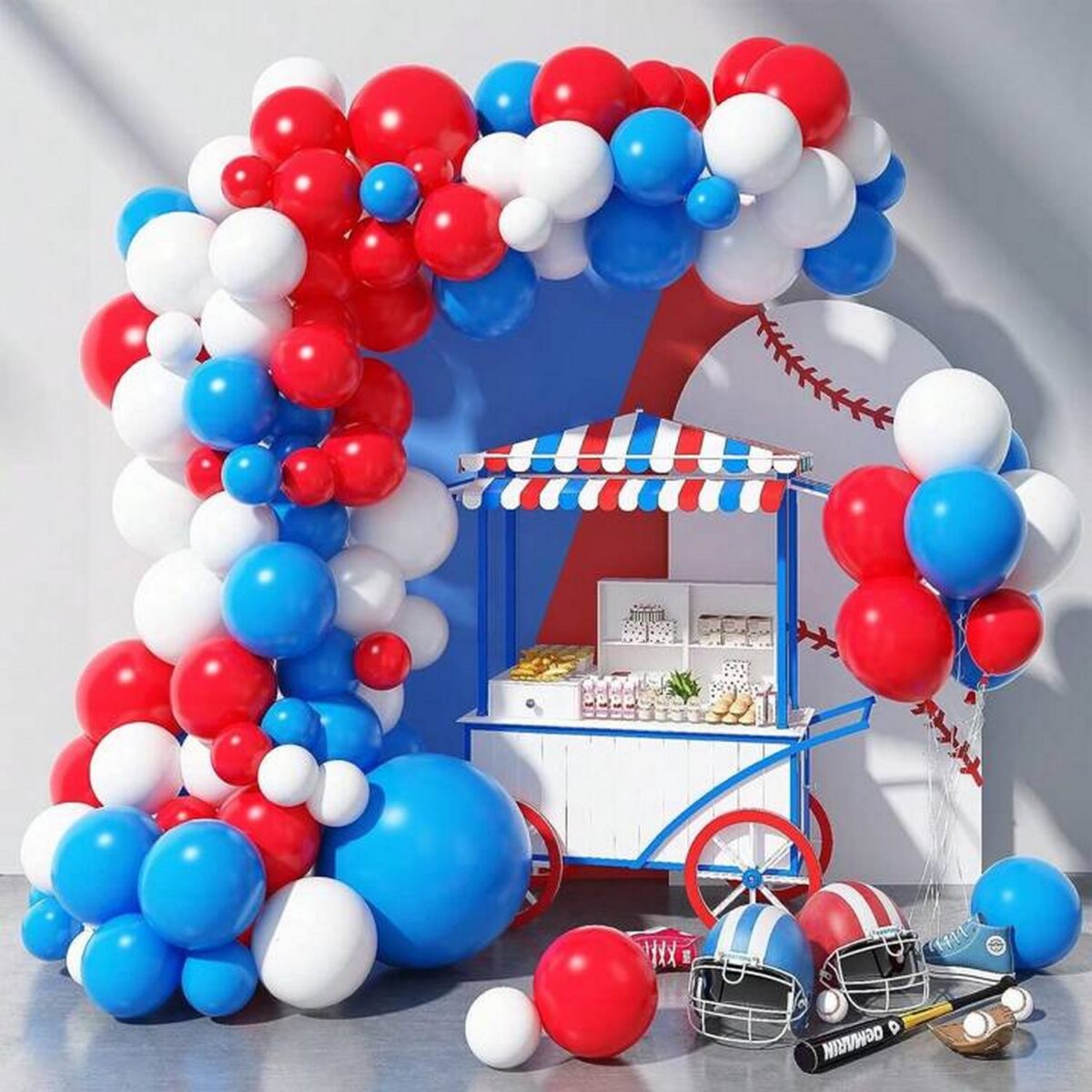 White Blue And Red Nautical Sailor Balloon Arch