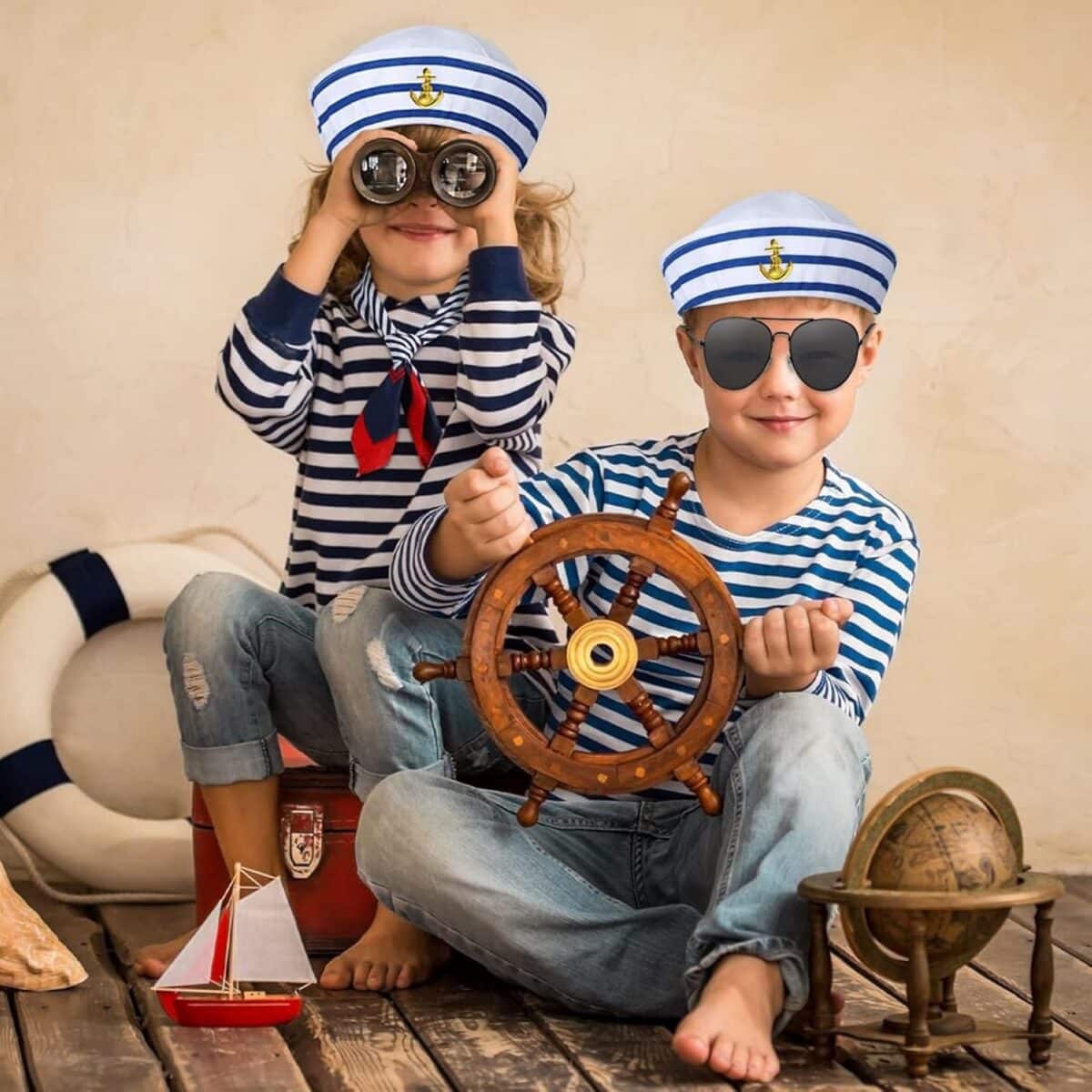 Adorable Kids wearing Sailor Stripe Costume