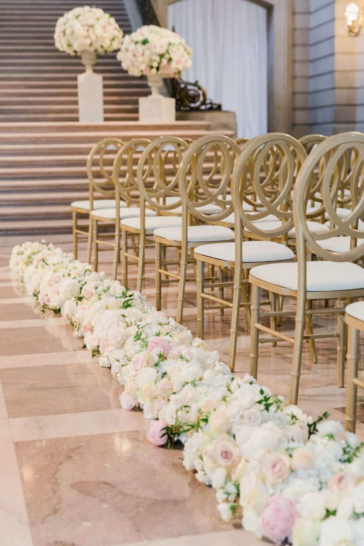 Blush and Ivory Rose and Peony Aisle Runner