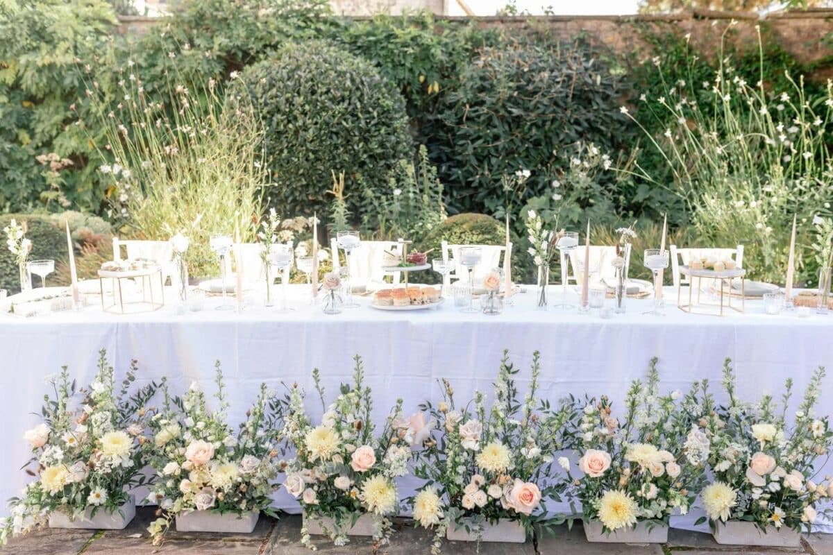 Outdoor Garden Wedding with table runner