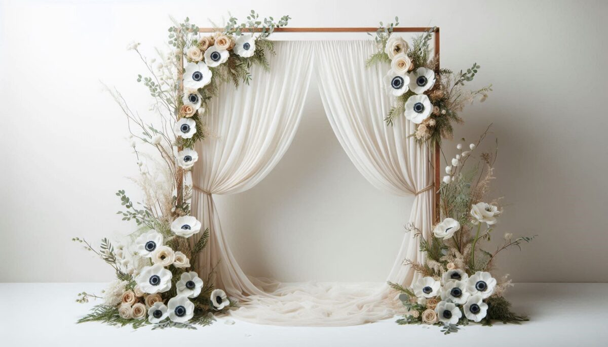 Wooden Arch with anemone flowers