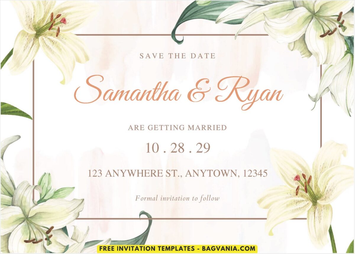 Evergreen Garden Lily Wedding Invitation 