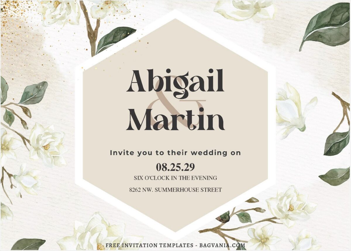 Dreamy Greenery Magnolia Leaf Wedding Invitation