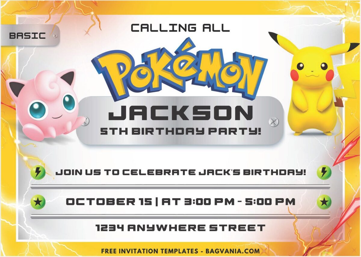 Pokemon Birthday Invitation 