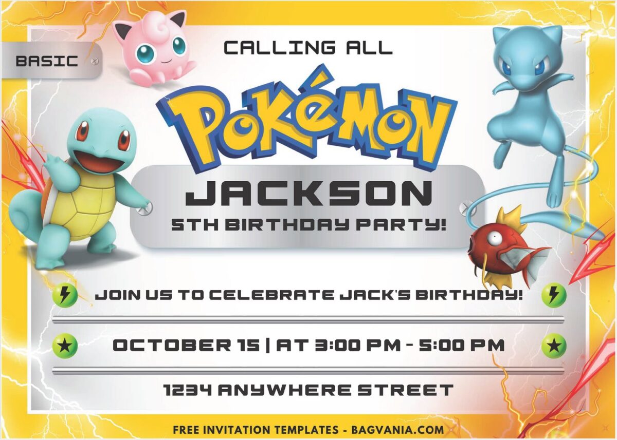 Calling All Trainers - Pokemon Birthday Invitation 