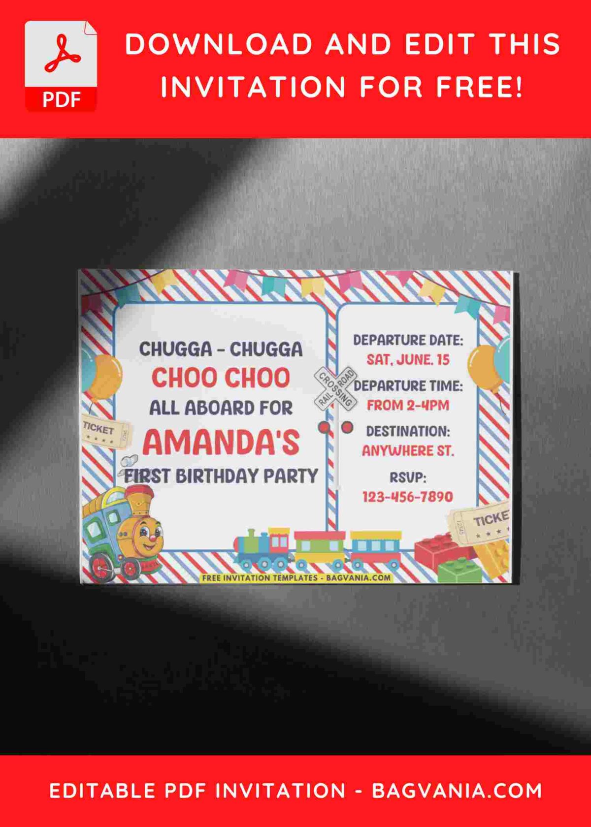 Chugga Chugga Choo Choo Train Birthday Invitations