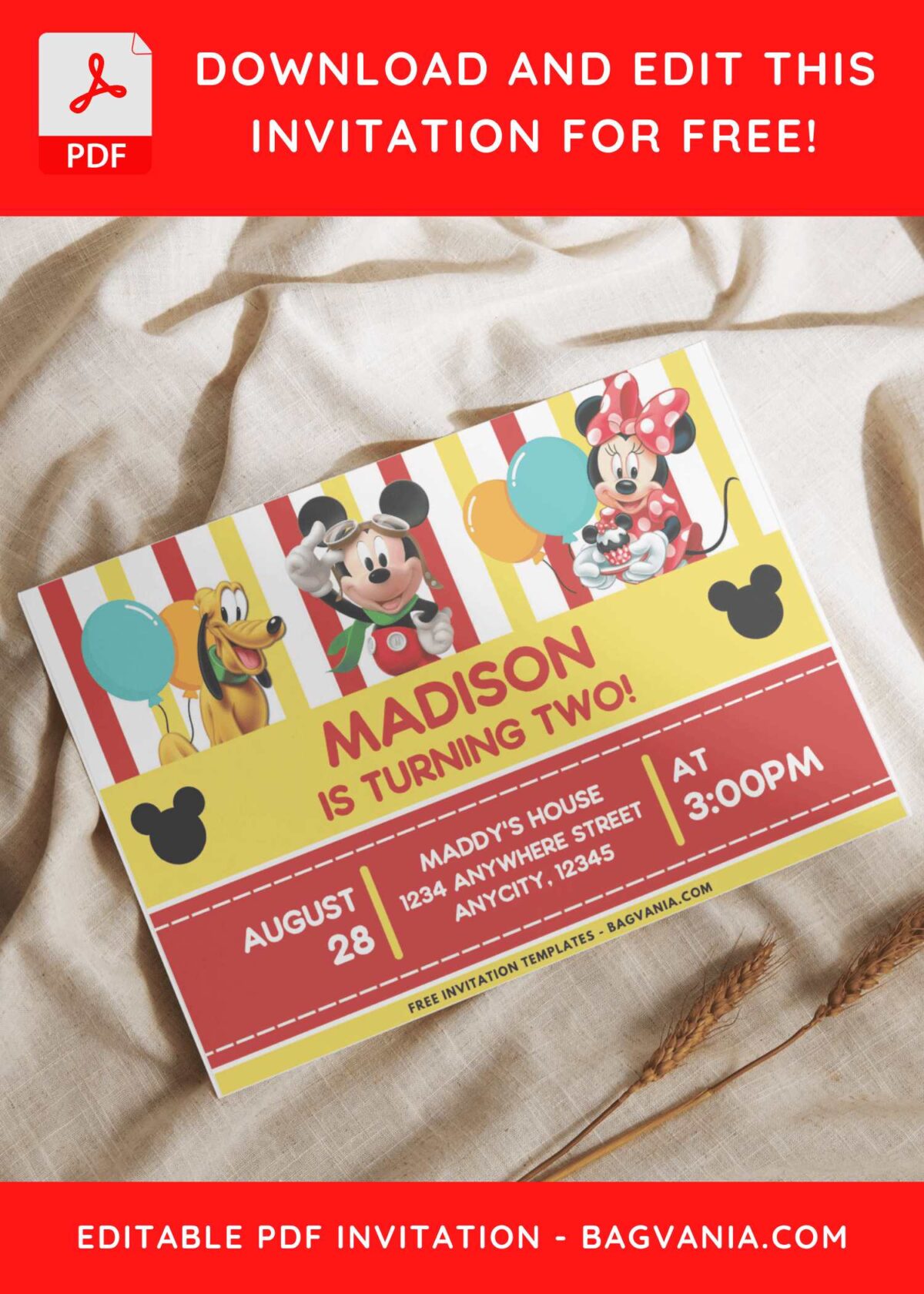 Mickey Mouse Ears Birthday Invitation 