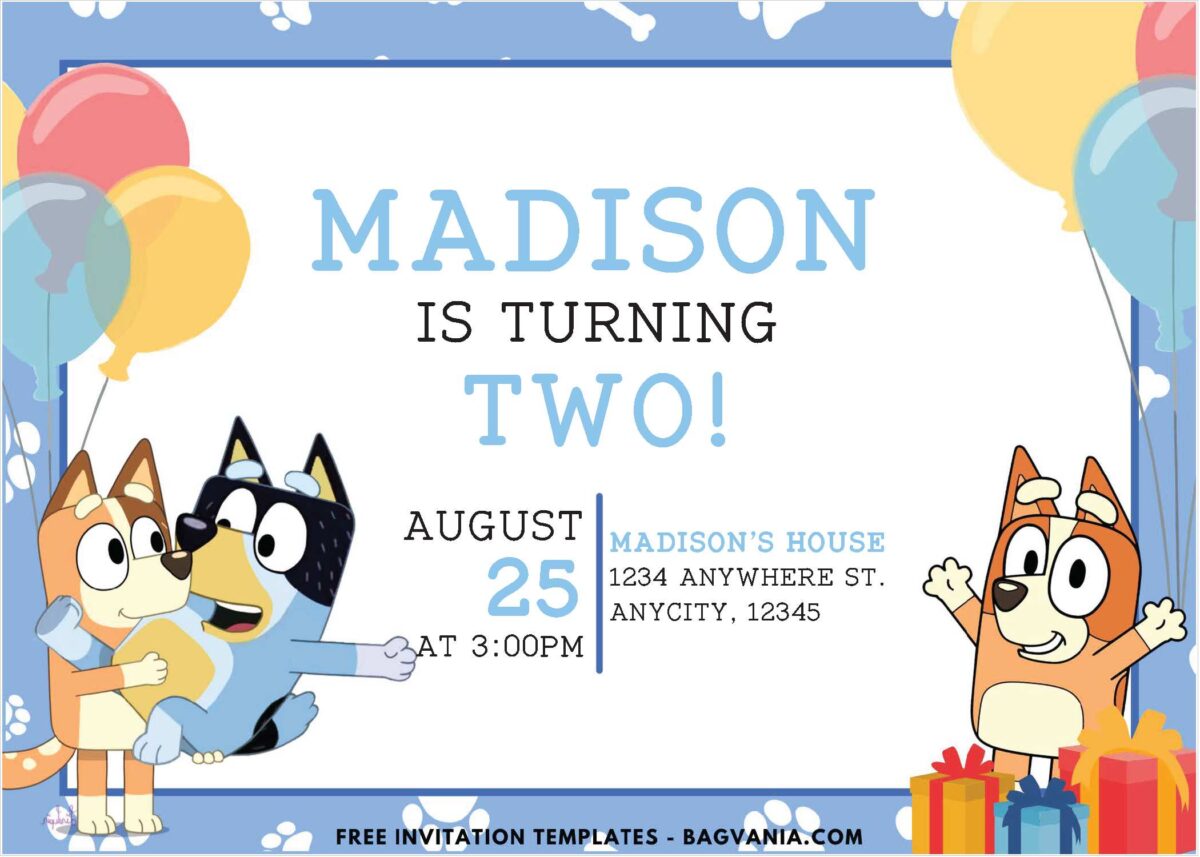 Bluey Paws Birthday Invitation