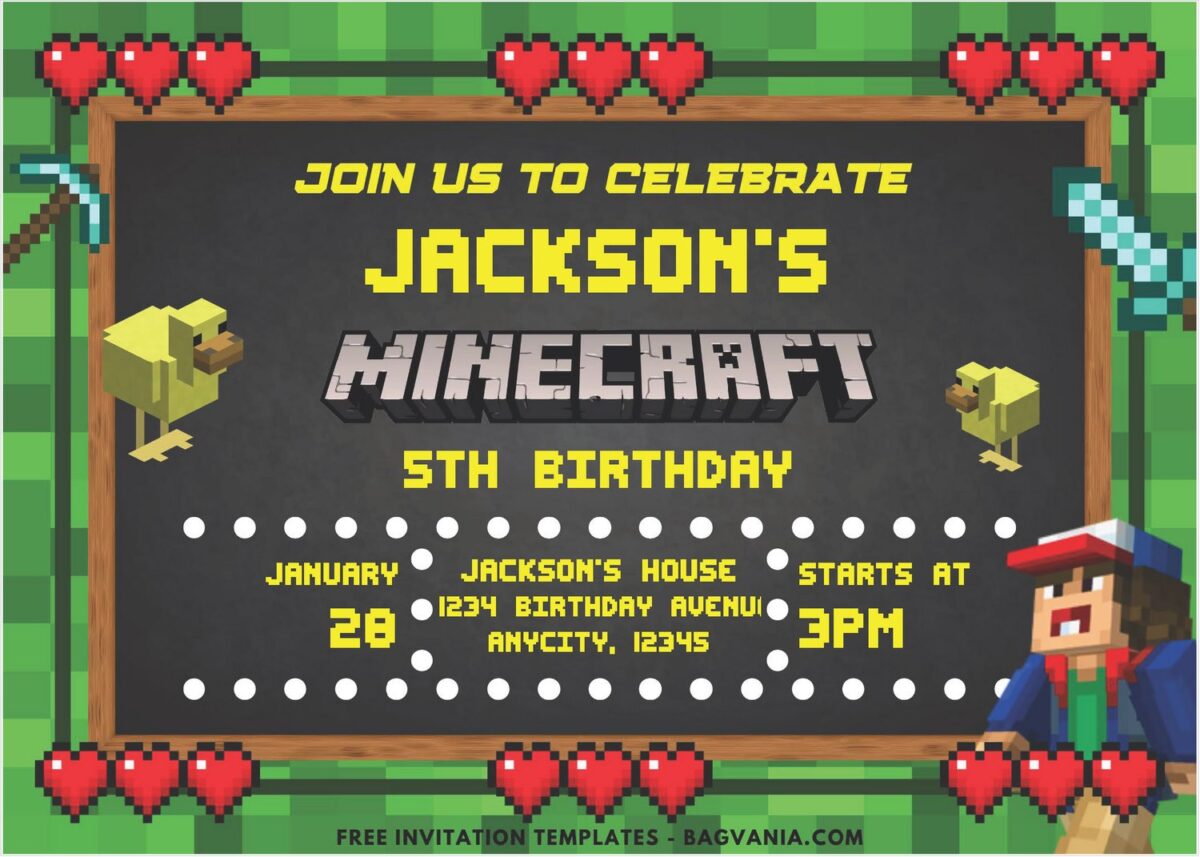 Minecraft Birthday Invitation 