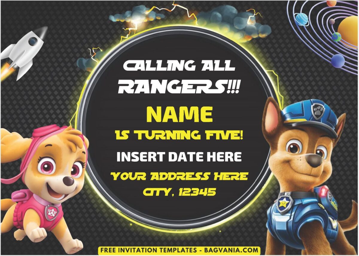 Paw Patrol In Space Birthday Invitation