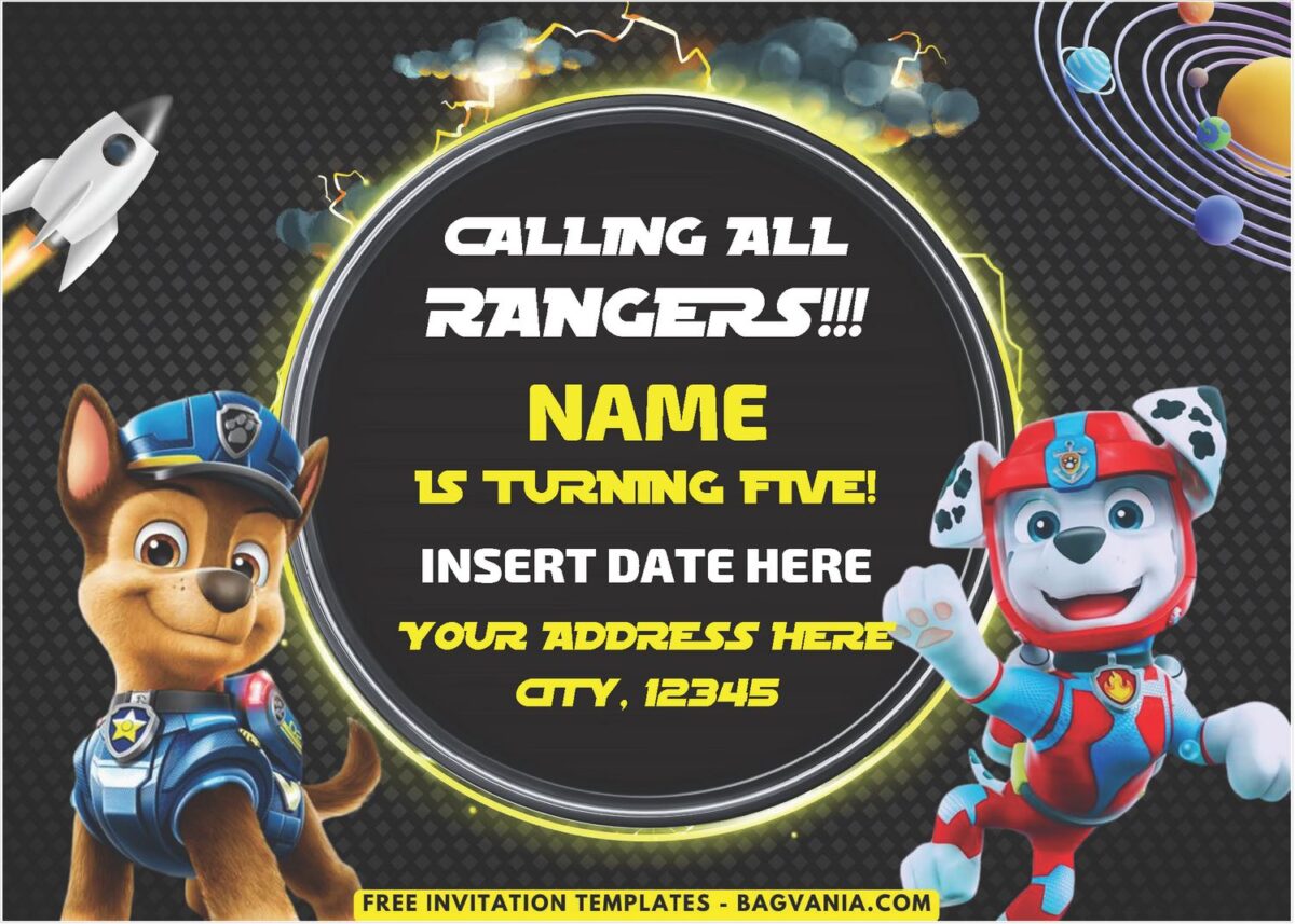 Paw Patrol Pups In Space Birthday Invitation