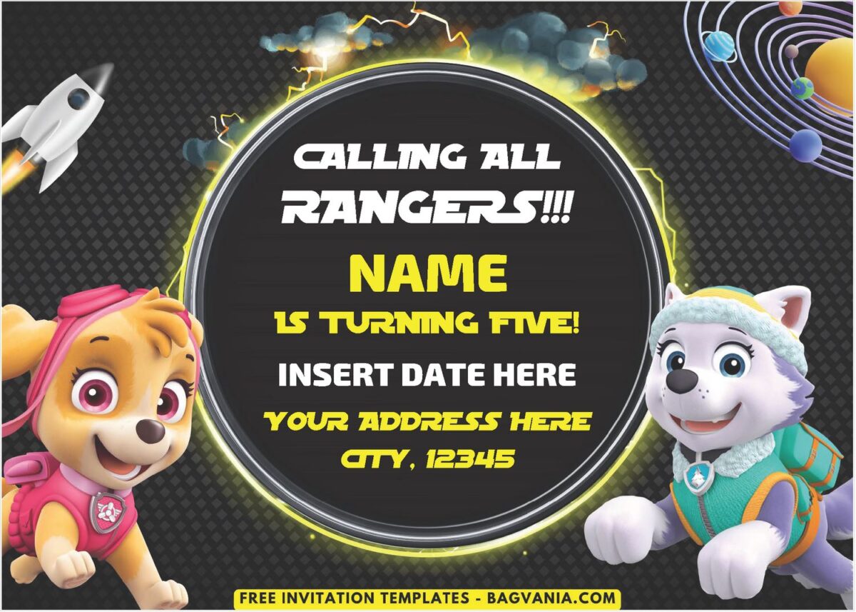 Epic Paw Patrol Pups In Space Birthday Invitation