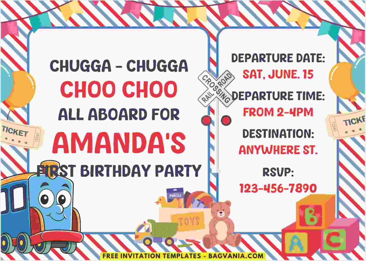 Birthday Train Children Birthday Invitations