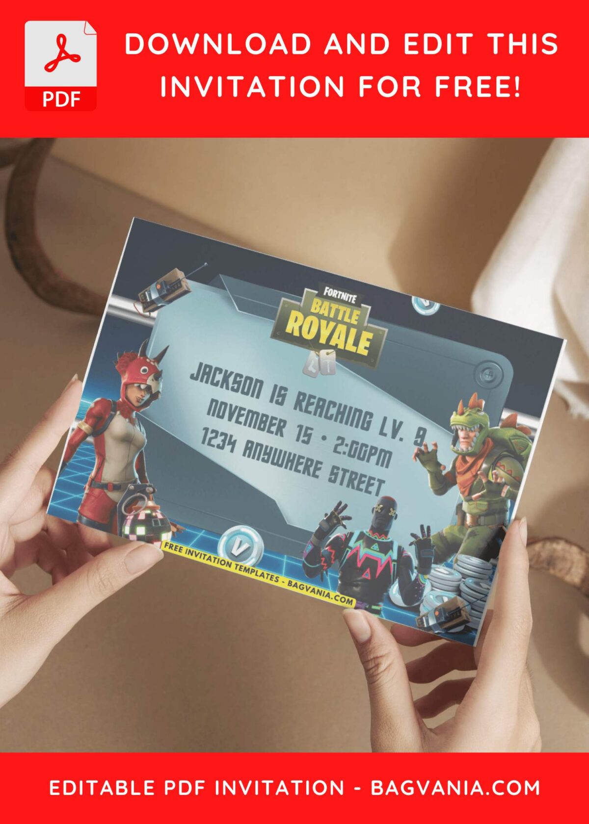 Fortnite Victory Royale birthday invitation