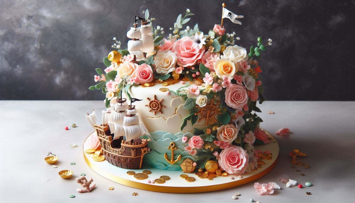 pirate-floral cake