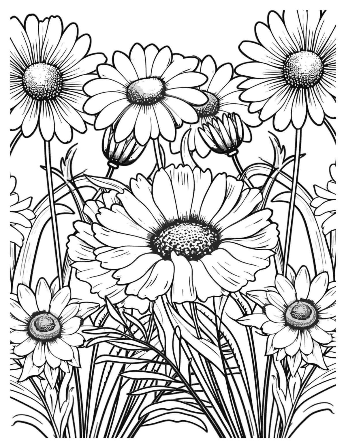 Wildflower Coloring Page Templates