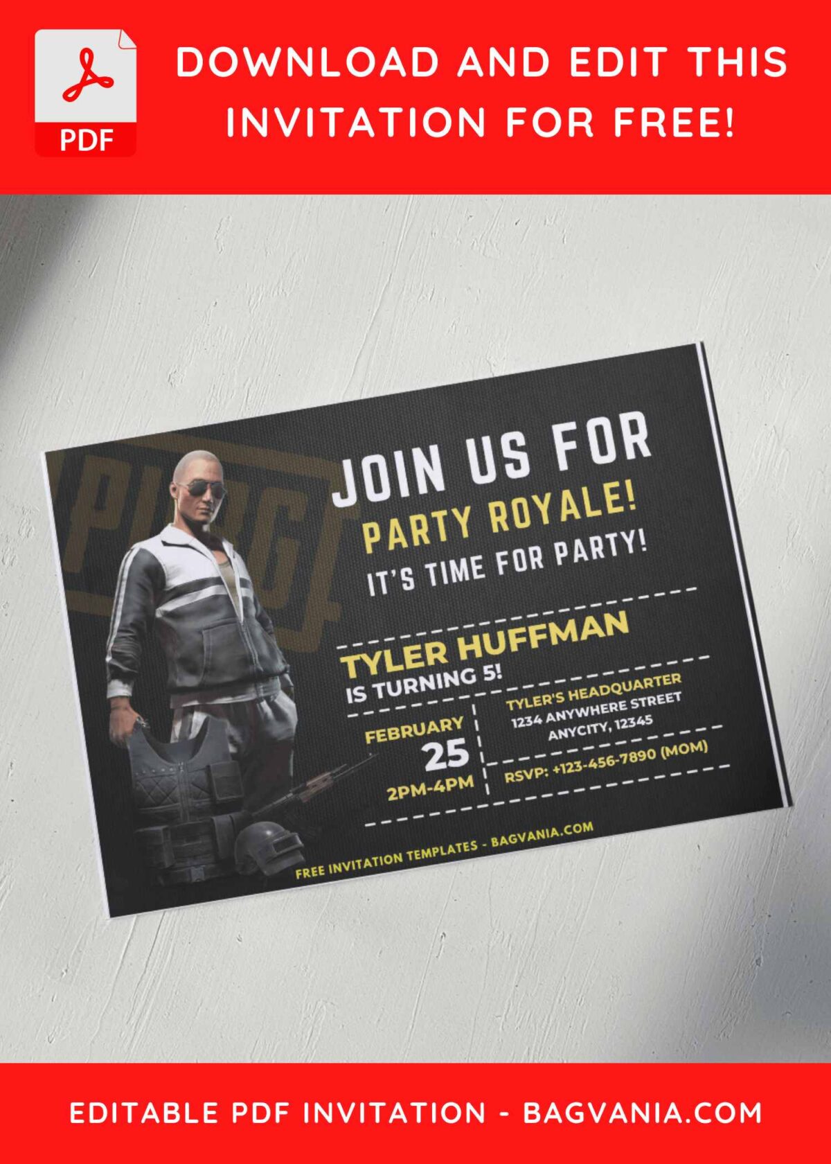 PUBG Armory and Gun Birthday Invitations