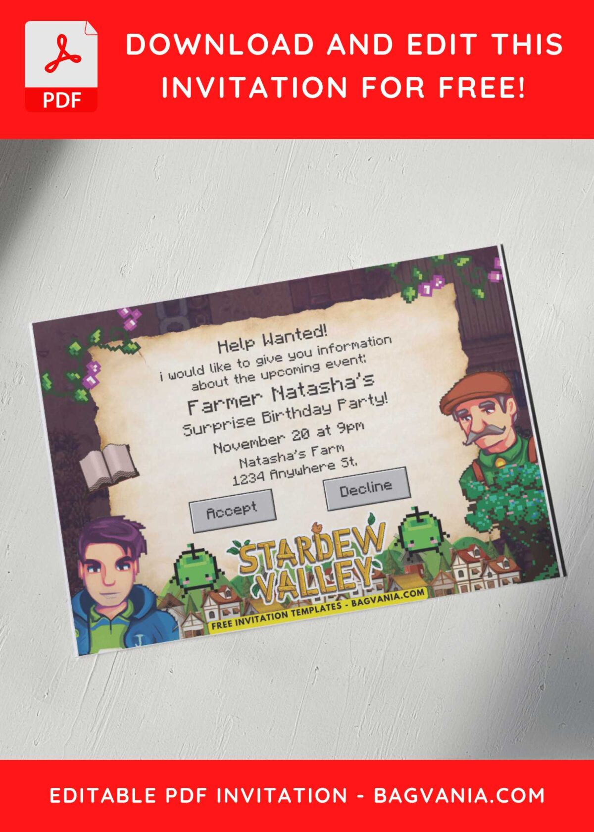 Stardew Valley Shane and Lewis Birthday Invitation