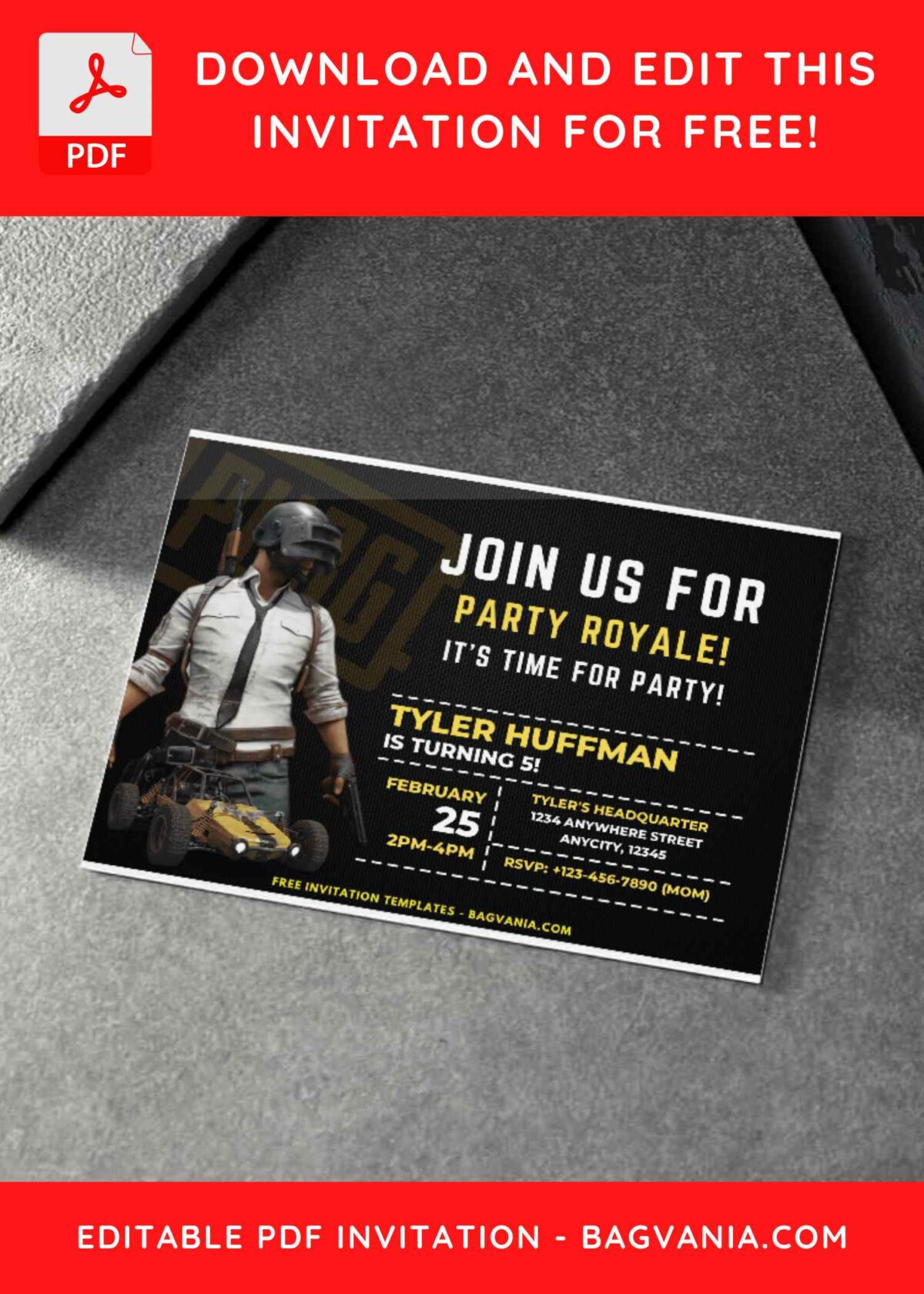 PUBG Buggy Birthday Invitations