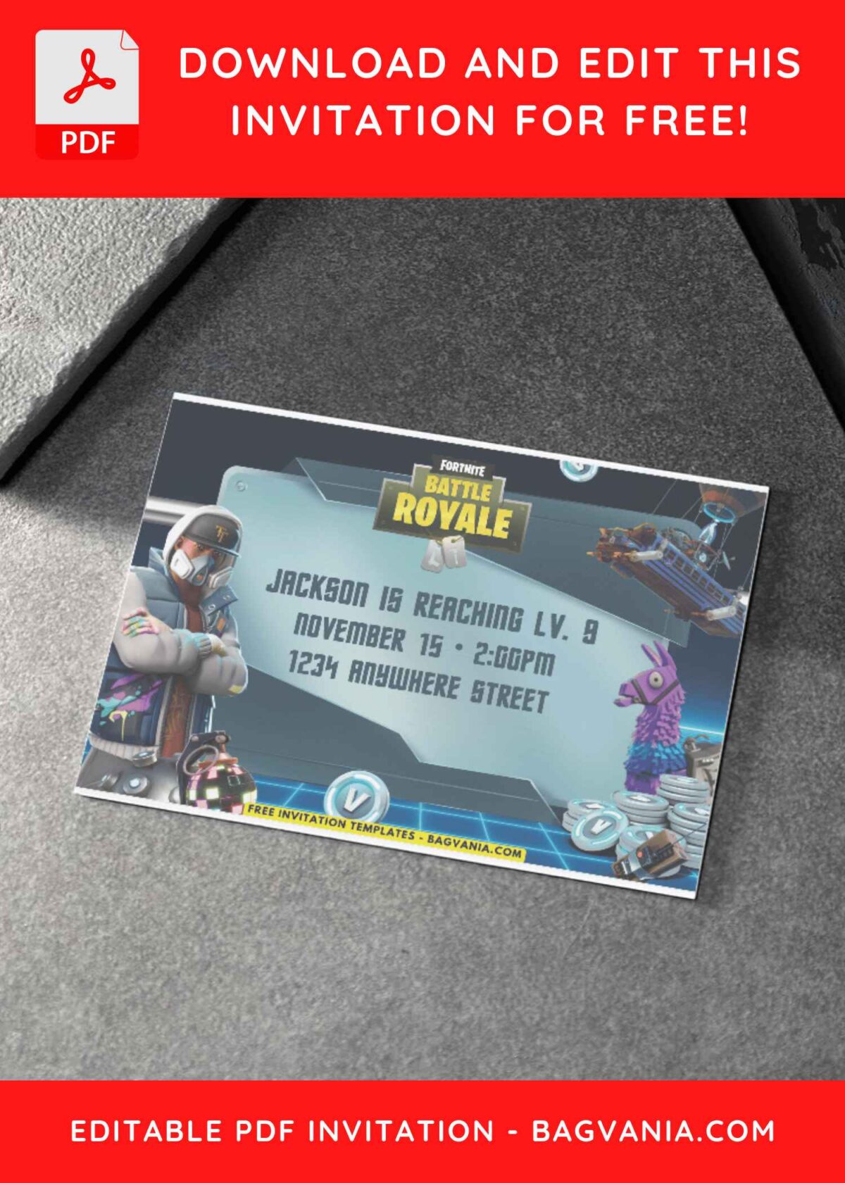 Fortnite Abstrakt Skin birthday invitation