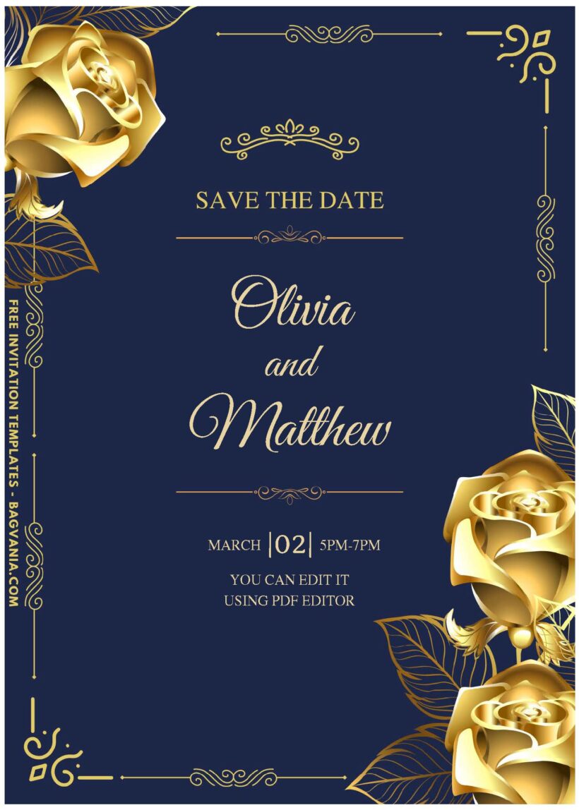 Gold Floral Luxury Wedding Invitations