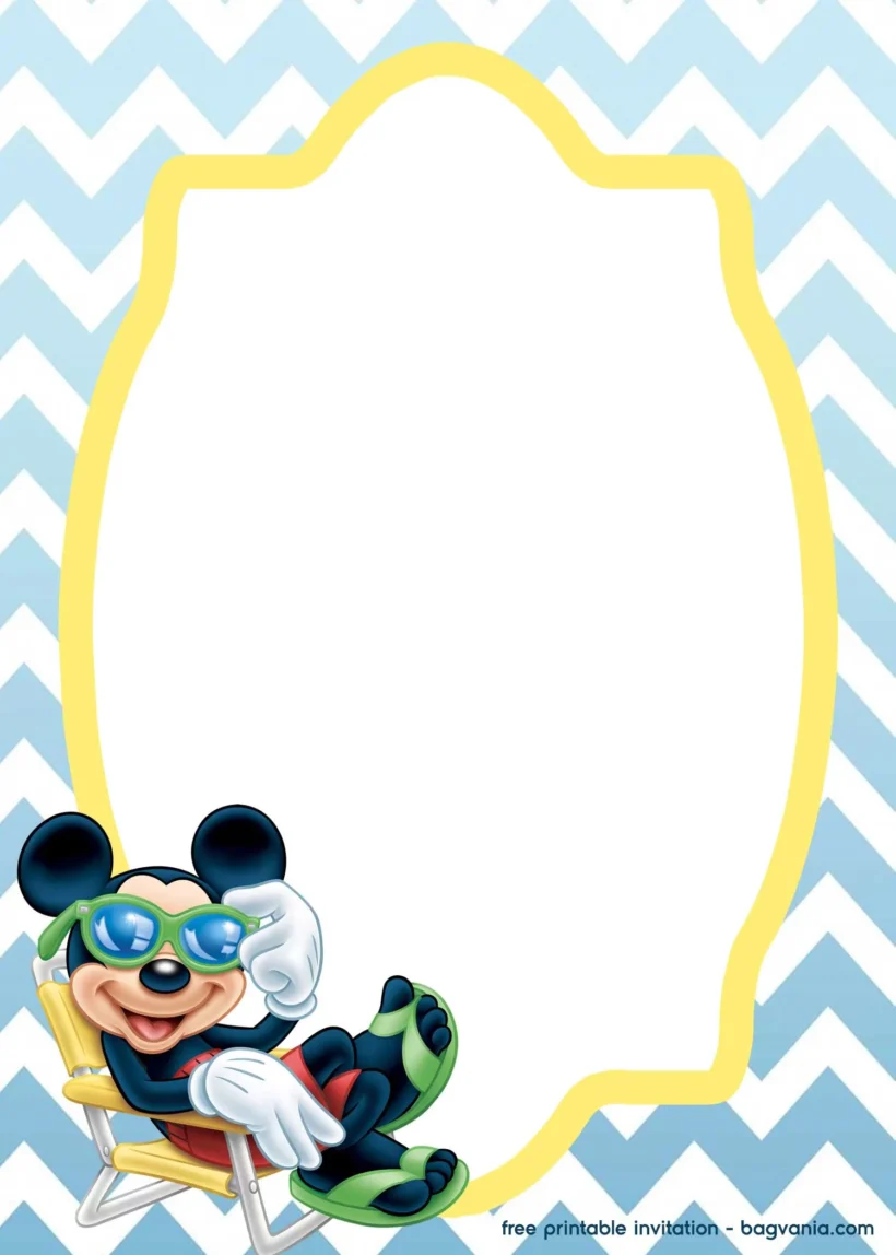 Mickey Mouse Pool Party Birthday Invitations