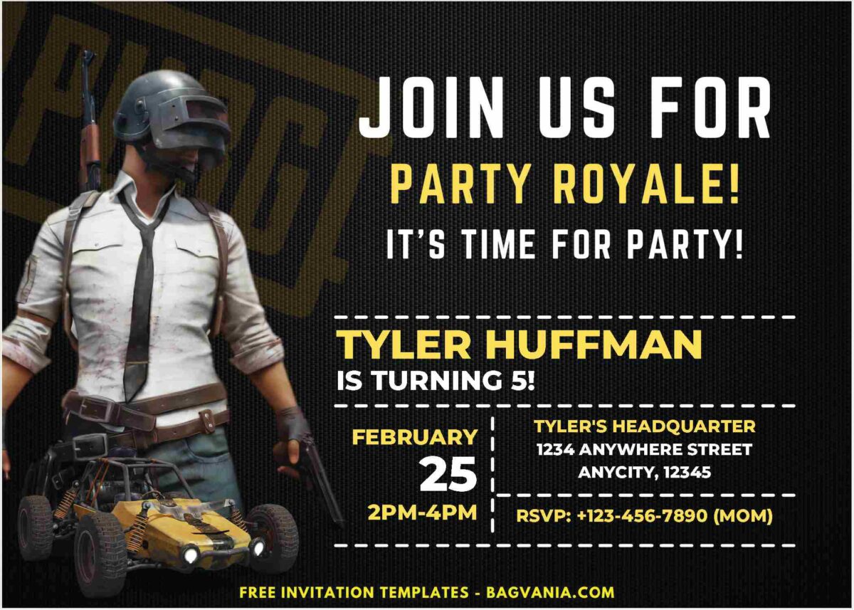 PUBG Party Royale Birthday Invitations