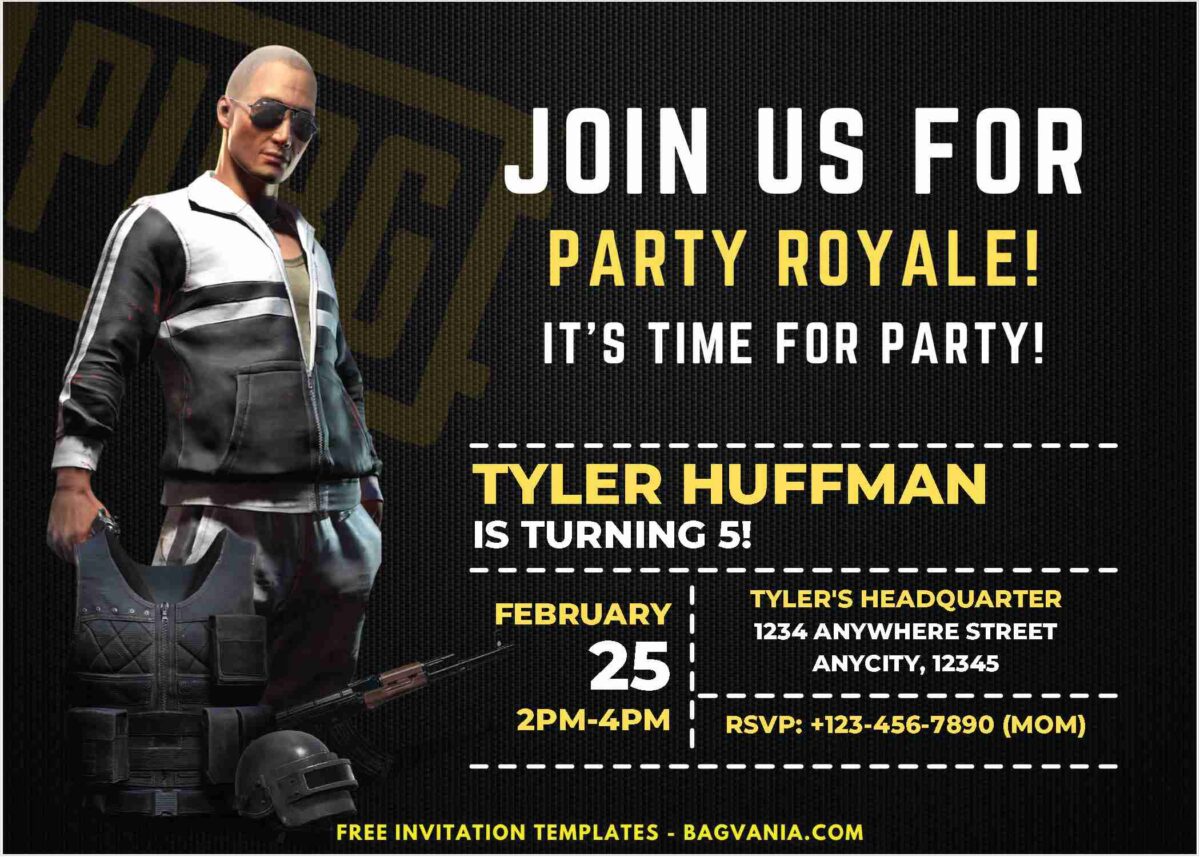 PUBG Battle Royale Birthday Invitations