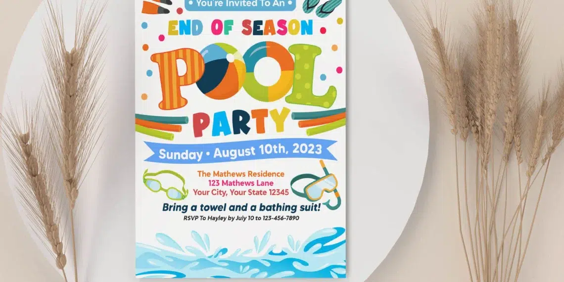 Pool Party Birthday Invitations