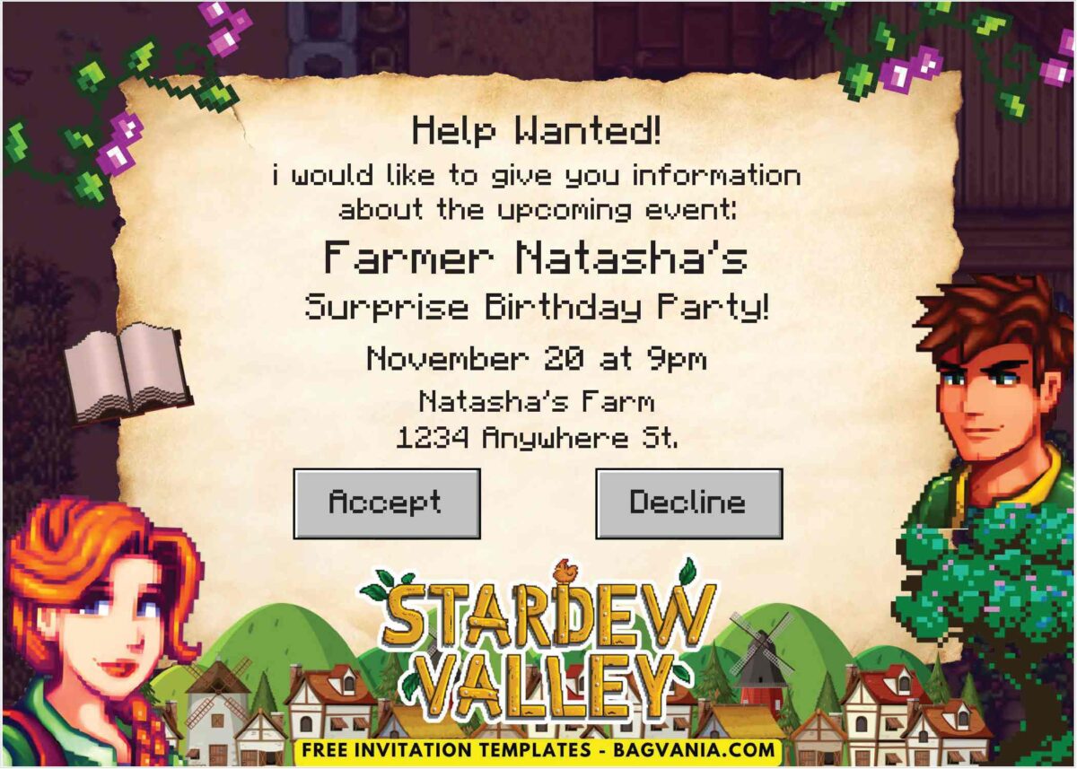 Stardew Valley Elliot and Alex Birthday Invitation