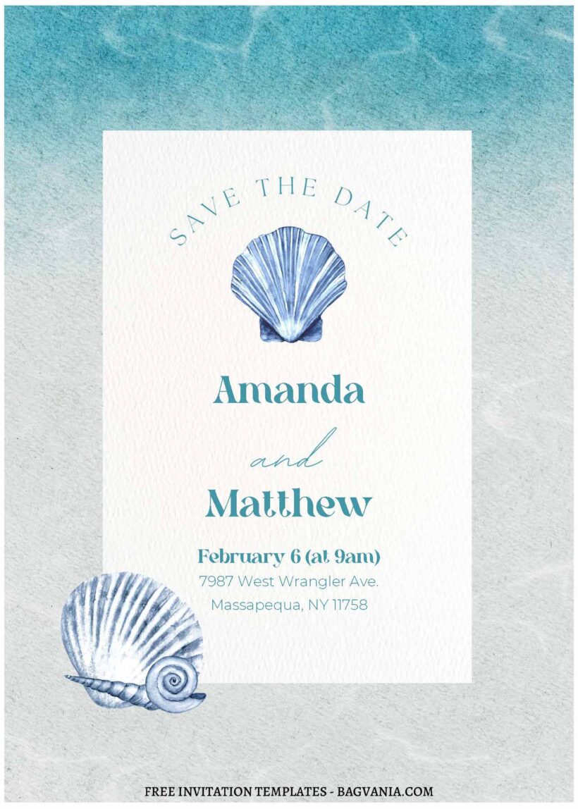 Watercolor Beach Wedding Invitations