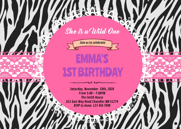 Zebra Birthday Invitations